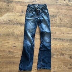 Blue Boot Cut Jeans with Faded Indigo
